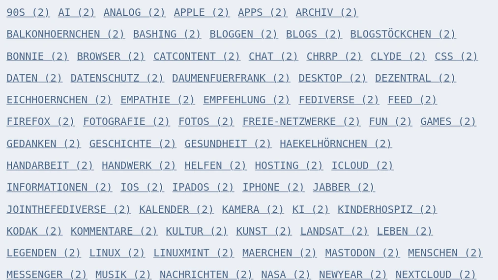 Liste von Schlagwörtern, die auf verschiedene Themen wie Technologie, Hobbys und Lifestyle abzielen.